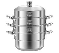 GTHTUHFD Steamer Cooker/Soup Pot 304 Stainless Steel 2-Layer Composite Bottom Steamed Seafood Buns Chicken Soup,40Cm,40Cm (Size_Name 30Cm),size_name-30cm
