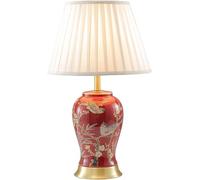 GTHTUHFD Table Lamp Red Ceramic Table Lamps Red Flower and Bird Wedding Ceramic Table Lamps Country Bedroom Bedside Lamp Living Room Office,1