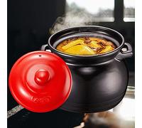 GTHTUHFD Terracotta Casserole Pot/Stew Pot Ceramic Casserole Pan Casserole/Clay Pot/Earthen Pot/Ceramic Cookware With Lid Soup Bowls Holds Heat For 2 Hours After Using - Best Gift,Black-4.6L