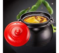 GTHTUHFD Terracotta Casserole Pot/Stew Pot Ceramic Casserole Pan Casserole/Clay Pot/Earthen Pot/Ceramic Cookware With Lid Soup Bowls Holds Heat For 2 Hours After Using - Best Gift,Black-6L