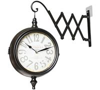GTHTUHFD Train Station Clock Central Station Wall Clock, Metal Vintage Two Faces Station Clock, Adjustable Bracket Silent Double-Sided Hanging Clock, Home Decoration For Restaurant Caf