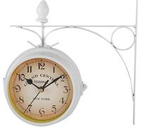 GTHTUHFD Train Station Clock Retro Double Sided Wall Clock,Train Station Clock, Silent Two Faces Retro Station Clock, Wall Hanging Clock For Living Room/Kitchen/Bedroom/Office,Patio, G