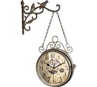 GTHTUHFD Train Station Clock Retro Double Sided Wall Clock, Wall-Mounted Central Station Clock, Vintage Two Faces Classic Wall Hanging Clocks, For Living Room Patio Porch Garden Outdoo