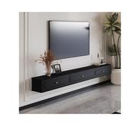 GTHTUHFD Tv Stand Unit Floating Tv Stand, Elegant Vintage Wall Mounted Entainment Center With Storage, Floating Tv Console With 1 Cabinet And 2 Drawers Living Room Furniture,Black-240x24x20cm