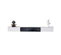 GTHTUHFD Tv Stand Unit Floating Wall Mounted Tv Unit With 1 Glass Flip Door, 2 Drawers And Slate Countertop, Minimalist Style Floating Media Console For Under Tvs Living Room Furn,White-180x24x18cm