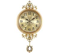 GTHTUHFD Vintage Decorative Clock Retro Modern Grandfather Wall Clock, European Style Pure Copper Pendulum Clock, Home Art Deco Quartz Hanging Clock, For Kitchen/Living Room/Office/Bed,B