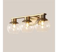 GTHTUHFD Vintage Vanity Light Glass Globe Mirror Front Lamp, Copper Farmhouse Bathroom Lighting Fixture, Vintage Wall Mount Vanity Sconces For Mirror Cabinets Dressing Table,3-light