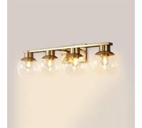 GTHTUHFD Vintage Vanity Light Glass Globe Mirror Front Lamp, Copper Farmhouse Bathroom Lighting Fixture, Vintage Wall Mount Vanity Sconces For Mirror Cabinets Dressing Table,4-light