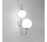 GTHTUHFD Wall Light 2-Lights Modern Simple Iron Round Glass Lampshade Wall Sconce Light Bedroom Bedside Lamp American Creative Living Room Art Restaurant Aisle Barn Warehouse,Silver