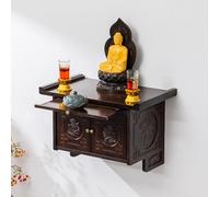 GTHTUHFD Wall-Mounted Altar Table With Pullout Drawer Storage Cabinet, Wood Carved Puja Buddhist Table For Home Temple,50cm/20in