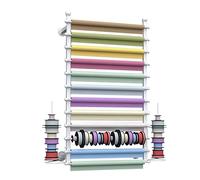 GTHTUHFD Wall Mounted Wrapping Paper Display Rack, Heavy Duty Metal Craft Ribbons Rolls Organizer For Embroidery Thread And Cross Stitch,White-70cm/27.5in