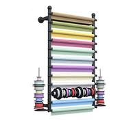 GTHTUHFD Wall Mounted Wrapping Paper Display Rack, Heavy Duty Metal Craft Ribbons Rolls Organizer For Embroidery Thread And Cross Stitch,Black-70cm/27.5in