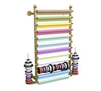 GTHTUHFD Wall Mounted Wrapping Paper Display Rack, Heavy Duty Metal Craft Ribbons Rolls Organizer For Embroidery Thread And Cross Stitch,Gold-70cm/27.5in