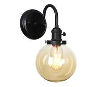 GTHTUHFD Wall Sconces With Switch, V-Intage Industrial Lighting Globe Glass Shade Metal Wall Lights, Gooseneck Wall Lamps Compatible With Bedroom Bathroom,For Hall,Black