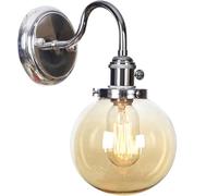 GTHTUHFD Wall Sconces With Switch, V-Intage Industrial Lighting Globe Glass Shade Metal Wall Lights, Gooseneck Wall Lamps Compatible With Bedroom Bathroom,For Hall,Chrome