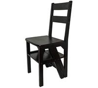 GTHTUHFD Wooden Folding Foot Stool Chair 4 Step Ladder Multi Function Climbing Home Stepladder/Black Walnut Color,Black Walnut Color