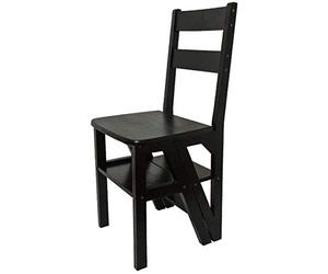 GTHTUHFD Wooden Folding Foot Stool Chair Home 4 Step Ladder Multi Function Climbing Stool Black Walnut Color,Black Walnut Color