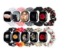 GTHY compatible with Fitbit Sense/Versa 3/Versa 4/Sense 2 Bands,for Women,Scrunchie Fabric Replacement Wristbands Straps,Accessories,Large Small (10Pack, Large)