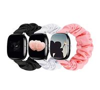 GTHY compatible with Fitbit Sense/Versa 3/Versa 4/Sense 2 Bands,for Women,Scrunchie Fabric Replacement Wristbands Straps,Accessories,Large Small (3Pack H, Small)