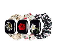 GTHY compatible with Fitbit Sense/Versa 3/Versa 4/Sense 2 Bands,for Women,Scrunchie Fabric Replacement Wristbands Straps,Accessories,Large Small (3Pack F, Small)