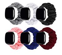 GTHY compatible with Fitbit Sense/Versa 3/Versa 4/Sense 2 Bands,for Women,Scrunchie Fabric Replacement Wristbands Straps,Accessories,Large Small (6Color, Small)