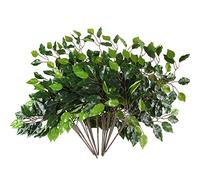 GTIDEA 12 Pcs Ficus Tree Leaves Branches Artificial Greenery Stems Spring Silk Green Leaves Plants for Wreath Benjamina Tree Indoor Outdoor Porch DIY Wedding Party Farmhouse Wall Decor (24.04 Inch)