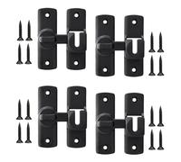 GTILE 4 Sets 90/180 Degree Barn Door Latch, Black Right Angle Door Lock Latch, Sliding Gate Latch Lock, Flip Gate Latches Hardware for Barn, Bathroom, Cabinet, Sliding Door (Black)
