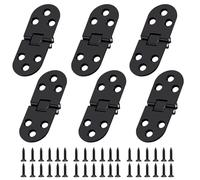 GTILE 6 Pcs Black Heavy Duty Folding Flip Top Hinge with 36 Pcs Mounting Screws, Zinc Alloy Butler Tray Hinge for Folding Tables, Sewing Machine Table, Furniture Accessories (Black)