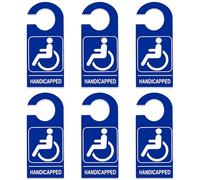 GTILE 6 PCS Handicap Parking Sign Hanger, 3.5 x 8.5 Inch Handicap Sign for Car, Blue PVC Disability Placard Holder for Mirror Disability, Door (Blue)