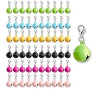 GTILE 60 Pcs of Cat Bell for Collars, Small Jingle Bells for Dog Collars, Cat Bells for Collar Loud, Candy Colors Pet Bell with Clasp for Dog Collar Charms and Holiday Party Decoration, Moderate