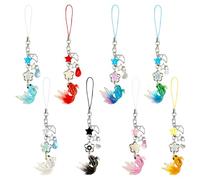GTILE 8 PCS Koi Fish Phone Charms, Y2K Cute Phone Charm, Beaded Fish Charm Starfish Lanyard, Cute Lucky Aesthetic Accessories for Backpack Decoration Women, Moderate, Plastic, No Gemstone