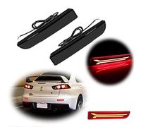 GTINTHEBOX Smoked Lens Led Rear Bumper Reflector Brake Tail Light with Sequential Turn Signal Lamps and Strobe Brake Lighting for Mitsubishi Lancer, Evolution X or Outlander 2008-2017
