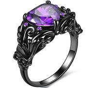 GTISKL Skull Gothic Rings Retro Black Gold Heart Love Red Purple Crystal Zirconia Christmas Valentine's Day Mother's Day Engagement Women Jewelry Statement Cocktail Party Biker Ring, 4 UK, Copper