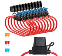 GTIWUNG 10pc Car Inline Fuse Holders - 32V Waterproof, 16AWG, Medium Size DC Fuse Box