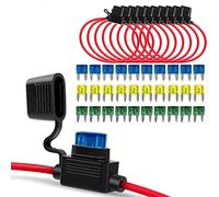 GTIWUNG 10PCS 12AWG Inline Wiring Harness, Small Assorted Fuses with Inline Fuse Holders, Blade Car Fuses Assortment Kit, ATC/ATO Automotive Holder with Fuse Blade Plug Socket