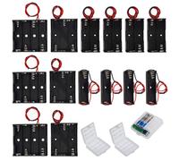 GTIWUNG 14Pcs AA Battery Holder Case Box with Wire, Black Plastic Batteries Case with Pin, 1.5V/3V/4.5V/6V AA Battery-Holder with Leads, 3Pcs Cell Storage Case/Holder