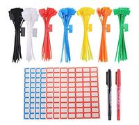 GTIWUNG 175Pcs Marker Ties, Nylon Cable Zip Ties Colorful, Adjustable Wire Ties, Self-Locking Cable Ties with White & Red Labels for Cable, Wire and Cord Management
