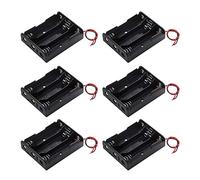 GTIWUNG 18650 Battery Case Holder with Lead Wire Bundle, 6 Pcs 3 x 3.7 V DIY Battery Storage Boxes, 3 Slots Black Plastic Batteries Case with Pin + 6Pcs Cable Straps