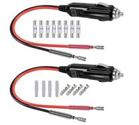 GTIWUNG 2 Pack Car Replacement 12V Cigarette Lighter Male Plug with Different Leads Lengths,10A Fuse Protection with LED Light,Cigar Female Socket Plug Extension Cable