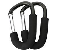 GTIWUNG 2 Pack Strong Pushchair Hook Clip, Large Baby Carriage Hook, Universal fit Mommy Clip D Shape Buggy Hook Baby Stroller Accessories for Hanging Diaper & Shopping Bags, 14x8cm, Black