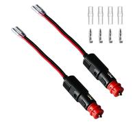 GTIWUNG 2 Pcs Car Replacement 12V Red Cigarette Lighter Male Plug with Leads, 10A Fuse Protection with LED Light, Cigar Female Socket Plug Extension Cable for Motorcycle, Car, Tractor