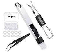 GTIWUNG 203Pcs Keyboard Puller Keycap Removal Tool, Keyboard Cleaner Cleaning Tools Set,Double-end Key Cap Remover, Tweezers, 2-in-1 Door Window Track Cleaning Brush and 200Pcs Rubber O-Ring Dampeners