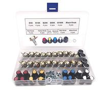 GTIWUNG 20Pcs B5K B10K B20K B50K B100K Ohm Potentiometer Knob Linear Potentiometer 3 Terminal Rotary Potentiometer with Cap Nuts and Washer for Arduino Raspberry Pi and Other Projects