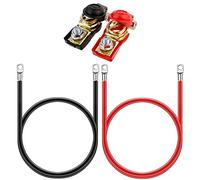 GTIWUNG 2Pcs 12V Battery Cables Red and Black, Inverter Cable 50cm, Auto Battery Leads 5AWG 16mm² with Ring Terminals Copper Flexible Wire + 1 Pair Quick Release Connectors