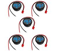 GTIWUNG 5Pcs 4V-100V DC Car LED Digital Voltmeter Display, Round 2 Wire Voltmeter Voltage Monitor Gauge Display for Motorcycle Boat Truck Camper Caravan ATV UTV Marine(Blue)