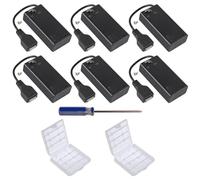 GTIWUNG 6 PCS 2AA Battery Holder USB Switch, 3V USB Female Socket 2 AA Battery Case Box Holder with Cover and On/Off Switch,Black