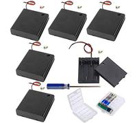 GTIWUNG 6Pcs 4 AA Battery Holder with Switch and Cover,Battery Holder Case Box with Wires,Black Plastic Batteries Case with Pin, 4x1.5V 6V AA Battery Holder with Leads,2Pcs Cell Battery Storage Case