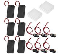 GTIWUNG 6PCS 9 Volt Battery Holder with Switch, 9V Battery Case with Switch, 6PCS 9V Battery Clips Connecter with Bare Leads and Hard Shell (Type I)+2 Pcs Battery Storage Case Holder Box