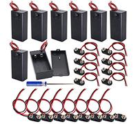 GTIWUNG 8PCS 9 Volt Battery Holder with Switch, 9V Battery Case with Wires, 16PCS 9V Battery Clips Connecter with Bare Leads and Hard Shell (Type I &Type T)