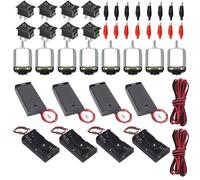 GTIWUNG 8Pcs DC 1.5-6V 15000-16500RPM Mini Electric Motor for DIY, 8PCS Mini Boat Switches, 8PCS 3V 2AA Battery Holder, 2PCS Red and Black 22AWG Cable 1m, 16PCS Croc Clips